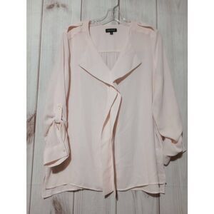 Lord and Taylor Shirt Ladies Large Blush Pink Chiffon Semi Sheer Long Sleeve Ruf